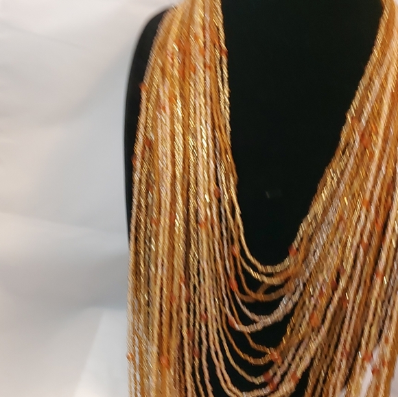 Vtg 32" long 40 strands beaded bib necklace - Picture 6 of 14